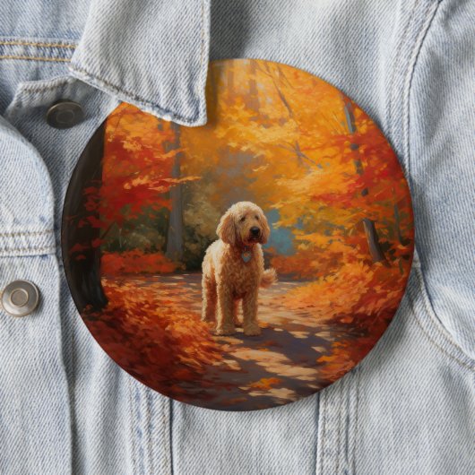 Goldendoodle im Herbst Leaves Fall Inspiriert Button (Beispiel)