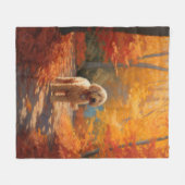 Goldendoodle im Herbst Leaves Fall Inspiriert Fleecedecke (Vorderseite (Horizontal))