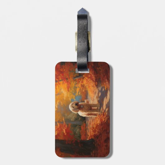 Goldendoodle im Herbst Leaves Fall Inspiriert Gepäckanhänger (Rückseite vertikal)