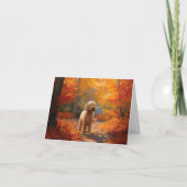 Goldendoodle im Herbst Leaves Fall Inspiriert Karte (Vorderseite)