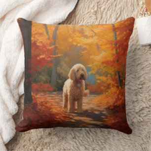 Goldendoodle im Herbst Leaves Fall Inspiriert Kissen