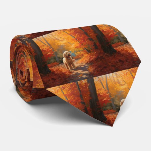 Goldendoodle im Herbst Leaves Fall Inspiriert Krawatte (Gerollt)