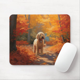 Goldendoodle im Herbst Leaves Fall Inspiriert Mousepad