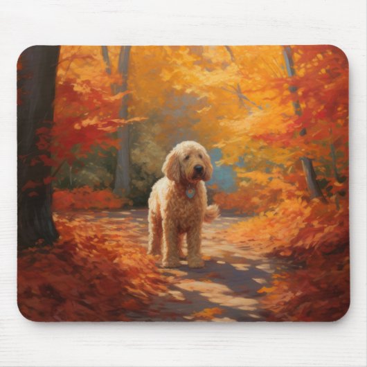 Goldendoodle im Herbst Leaves Fall Inspiriert Mousepad (Vorne)