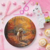 Goldendoodle im Herbst Leaves Fall Inspiriert Pappteller (Party)