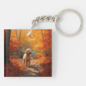 Goldendoodle im Herbst Leaves Fall Inspiriert Schlüsselanhänger (Rückseite)
