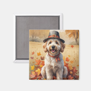 Goldendoodle im Herbstlaub Thanksgiving Kunst Magnet