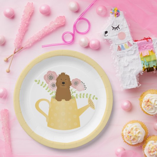 Goldendoodle im Wasser kann gelb sein Pappteller (Party)