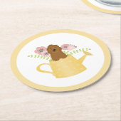 Goldendoodle im Wasser kann gelb sein Runder Pappuntersetzer (Angewinkelt)