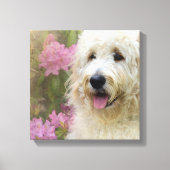 Goldendoodle in Hydrangea Leinwanddruck (Vorderseite)