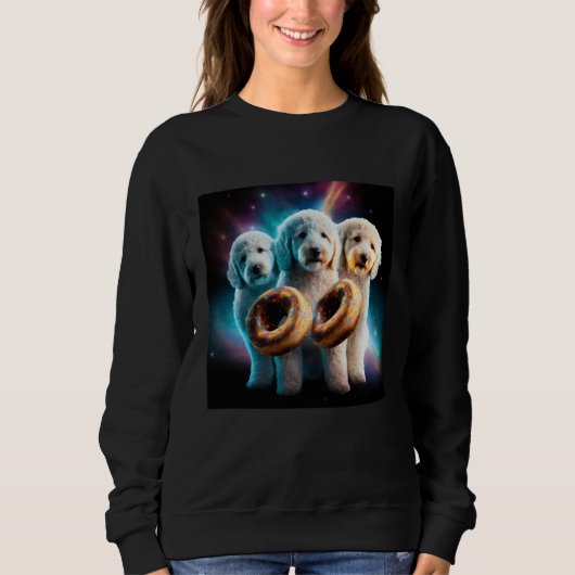 Goldendoodle In Space With Donuts Cute Doodle Boys Sweatshirt (Vorderseite)