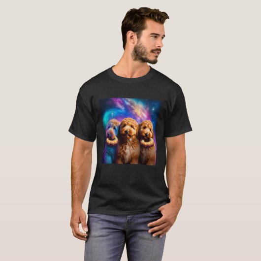 Goldendoodle In Space With Donuts Cute Doodle Boys T-Shirt (Vorne ganz)