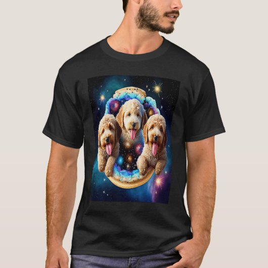 Goldendoodle In Space With Donuts Cute Doodle Boys T-Shirt (Vorderseite)