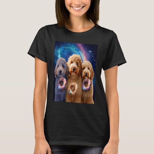 Goldendoodle In Space With Donuts Cute Doodle Boys T-Shirt (Vorderseite)
