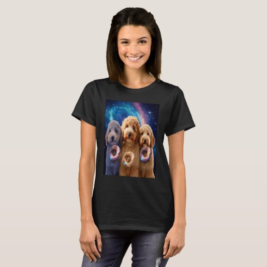 Goldendoodle In Space With Donuts Cute Doodle Boys T-Shirt (Vorne ganz)