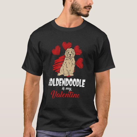 Goldendoodle Is My Valentine Love Heart  Dog T-Shirt (Vorderseite)