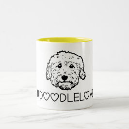Goldendoodle Liebe! Niedlicher Gekritzelhund Zweifarbige Tasse