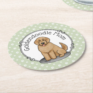 Goldendoodle-Mama Doodle-Mama (goldrot) Hundemutte Runder Pappuntersetzer