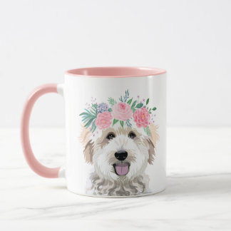 Goldendoodle Mama Rosa Blume Portrait Tasse