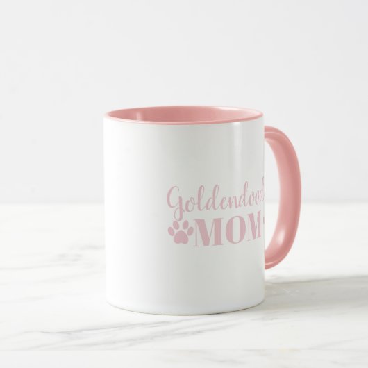 Goldendoodle Mama Rosa Blume Portrait Tasse (VorderseiteRechts)