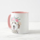 Goldendoodle Mama Rosa Blume Portrait Tasse (Vorderseite Links)