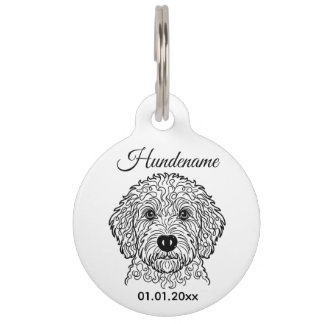 Goldendoodle Minimalist Line Art Personalized Tag Haustiermarke
