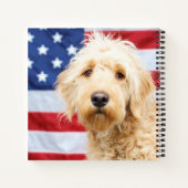 Goldendoodle mit amerikanischer Flagge Notizblock (Rückseite)