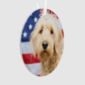 Goldendoodle mit amerikanischer Flagge Ornament (Vorderseite)