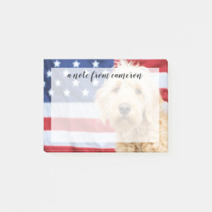 Goldendoodle mit amerikanischer Flagge Post-it Klebezettel
