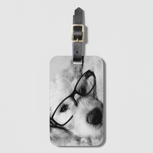 Goldendoodle mit Brille Gepäckanhänger (Vorderseite Vertikal)