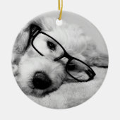 Goldendoodle mit Brille Keramik Ornament (Vorne)