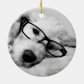 Goldendoodle mit Brille Keramik Ornament (Hinten)