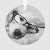 Goldendoodle mit Brille Ornament (Rückseite)