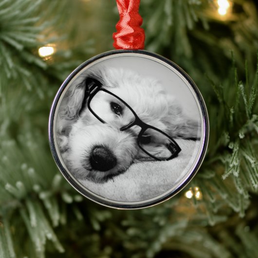 Goldendoodle mit Brille Ornament Aus Metall (Baum)