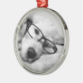 Goldendoodle mit Brille Ornament Aus Metall (Links)