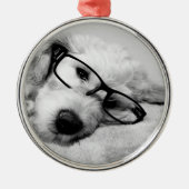 Goldendoodle mit Brille Ornament Aus Metall (Vorne)
