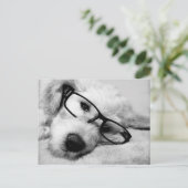 Goldendoodle mit Brille Postkarte (Stehend Vorderseite)
