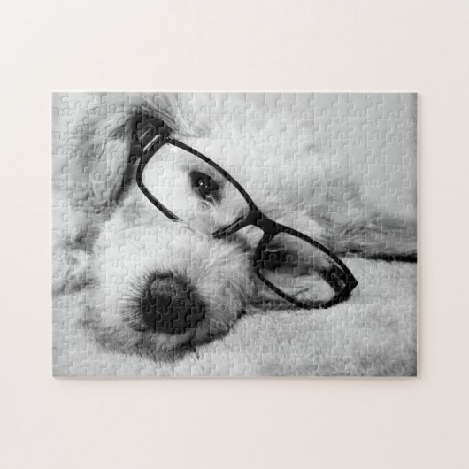 Goldendoodle mit Brille Puzzle (Horizontal)