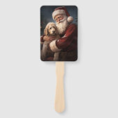 Goldendoodle mit dem Weihnachtsmann Weihnachten Fächer (Vorderseite)