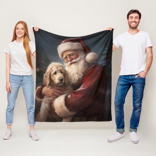 Goldendoodle mit dem Weihnachtsmann Weihnachten Fleecedecke (Beispiel)