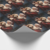 Goldendoodle mit dem Weihnachtsmann Weihnachten Geschenkpapier (Ecke)