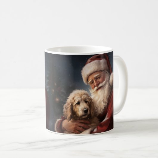 Goldendoodle mit dem Weihnachtsmann Weihnachten Kaffeetasse (VorderseiteRechts)