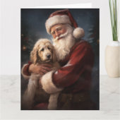 Goldendoodle mit dem Weihnachtsmann Weihnachten Karte (Vorderseite)