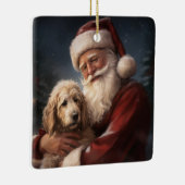 Goldendoodle mit dem Weihnachtsmann Weihnachten Keramikornament (Rechts)