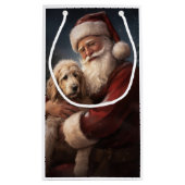 Goldendoodle mit dem Weihnachtsmann Weihnachten Kleine Geschenktüte (Rückseite)