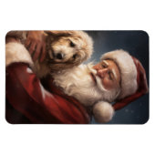 Goldendoodle mit dem Weihnachtsmann Weihnachten Magnet (Horizontal)