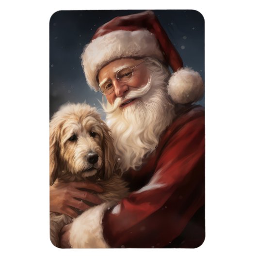 Goldendoodle mit dem Weihnachtsmann Weihnachten Magnet (Vertikal)