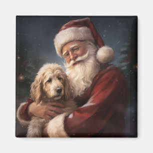 Goldendoodle mit dem Weihnachtsmann Weihnachten Magnet