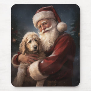 Goldendoodle mit dem Weihnachtsmann Weihnachten Mousepad
