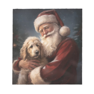 Goldendoodle mit dem Weihnachtsmann Weihnachten Notizblock